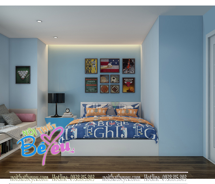 1. thiet ke phong ngu tre em cho be trai don gian tiet kiem dien tich mau xanh - noi that be yeu - tre em 3