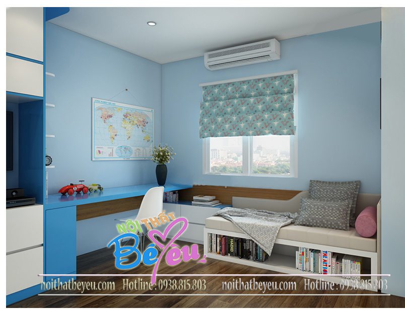 1. thiet ke phong ngu tre em cho be trai don gian tiet kiem dien tich mau xanh - noi that be yeu - tre em.2
