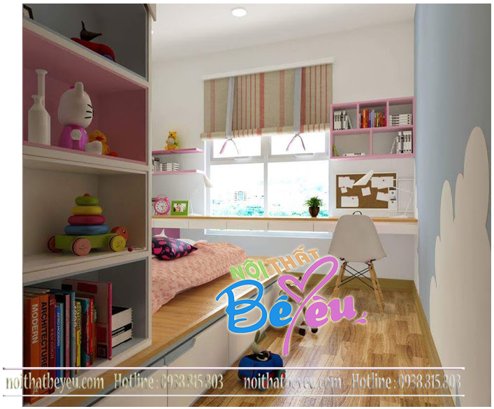 Phong ngu be gai xinh xan mau hong - noi that be yeu 1