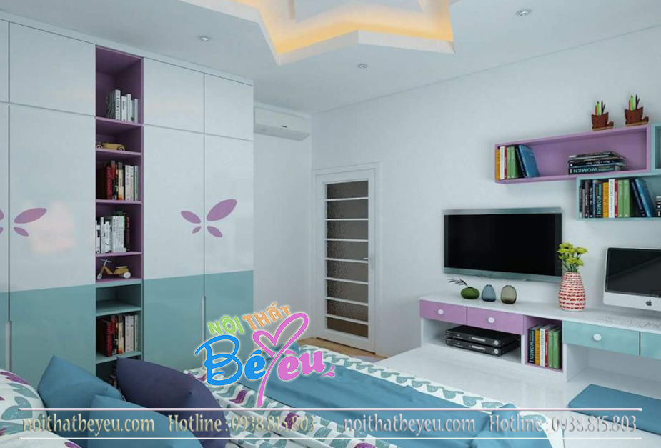 1. phong ngu cho be gai dien tich nho - don gian xinh dep - noi that be yeu - noi that tre em 2