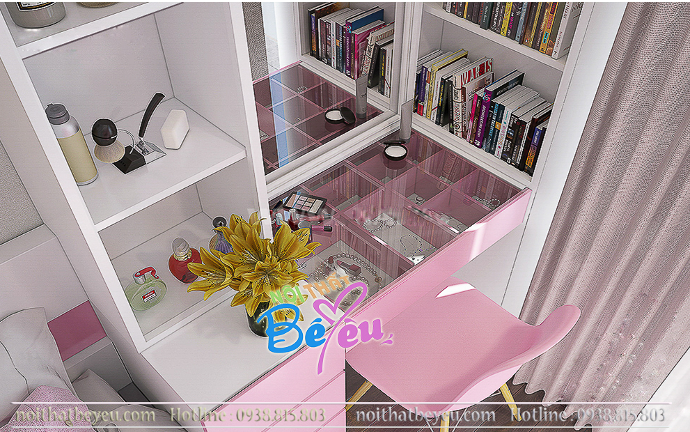 1 thiet ke phong ngu be gai mau hong xinh dep - noi that tre em - noi that be yeu 3