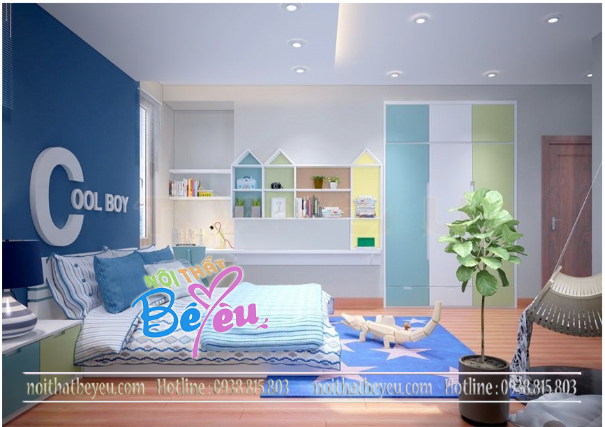 1. Thiet ke bo phong ngu cho be trai nho dep hien dai ca tinh - noi that be yeu - noi that tre em 2