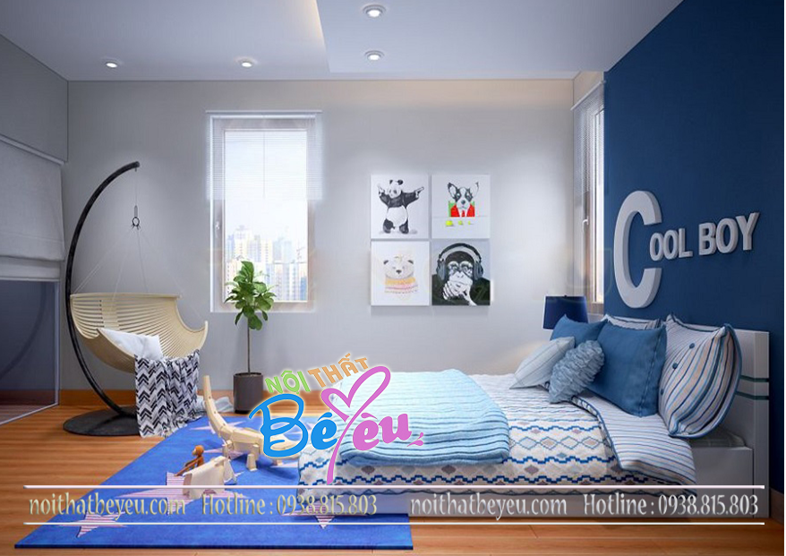 1. Thiet ke bo phong ngu cho be trai nho dep hien dai ca tinh - noi that be yeu - noi that tre em 1