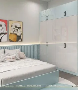 Phòng ngủ cho bé gái xanh pastel