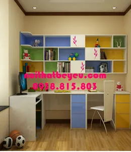 Bàn Học Đôi Cho Bé Trai, Bé Gái Liền Giá Sách