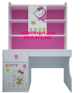 Bàn Học Trẻ Em Có Giá Sách Hello kitty