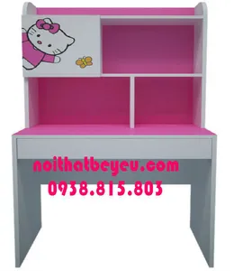 Bàn Học Trẻ Em Có Giá Sách Hello kitty