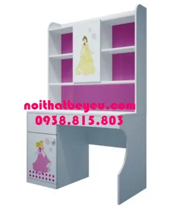 Bàn học trẻ em có giá sách in hình công chúa
