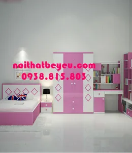 Bộ Giường Ngủ Trẻ Em Màu Hồng