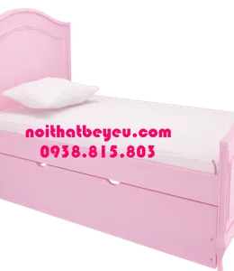 Giường Ngủ Trẻ Em 1m2 Gỗ Thông Màu Hồng