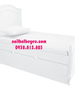 Giường Ngủ Trẻ Em 1m2 Gỗ Thông Màu Trắng.