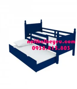 Giường Ngủ Trẻ Em 1m2 Gỗ Thông Màu Xanh Đậm