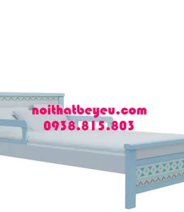Giường Ngủ Trẻ Em 1m2 Gỗ Tự Nhiên Có in Hoa Văn 05