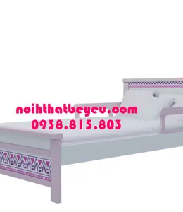 Giường Ngủ Trẻ Em 1m2 Gỗ Tự Nhiên Có in Hoa Văn 06