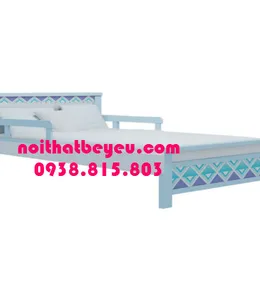 Giường Ngủ Trẻ Em 1m2 Gỗ Tự Nhiên Có in Hoa Văn 07