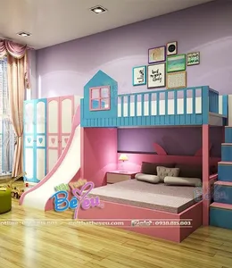 Giường Tầng Cho Bé TRai Bé Gái Có Cầu Trượt