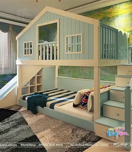 Giường Tầng Có Mái Nhà Cầu Trượt