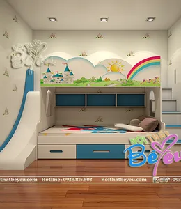 Giường Tầng Lâu Đài Cho Bé Gái Công Chúa Có Cầu Trượt