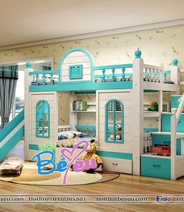 Giường Tầng TRẻ Em Cho Bé Gái Bé Trai Co Cầu Trượt