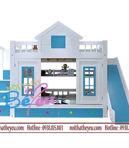 Giường 2 Tầng Có Cầu Trượt  Bé Trai Bé Gái