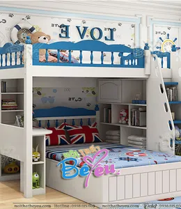 Giường Tầng Trẻ Em Kết Hợp Bàn Kệ