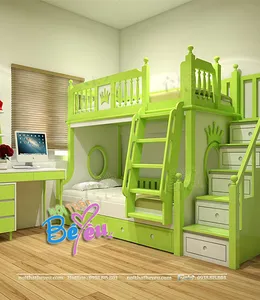 Giường Tầng Trẻ Em Màu Xanh Cho Bé Gái