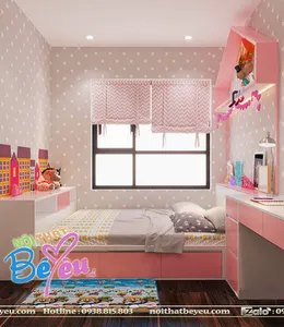 Phòng Ngủ Bé Gái Màu Hồng Hiện đại