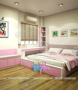 Phòng Ngủ Bé Gái Màu Hồng