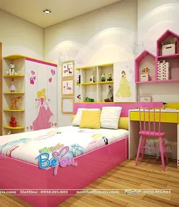 Phòng Ngủ Công Chúa Màu Hồng Cho Bé Gái