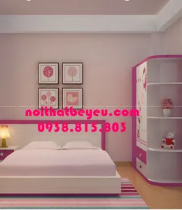 Phòng ngủ đẹp màu hồng cho bé gái