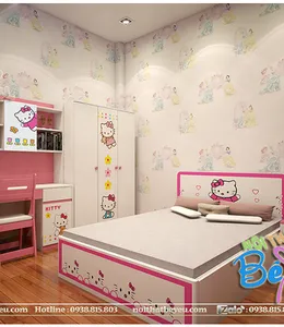 Thiết Kế Phòng Ngủ Nhỏ Hello Kitty Cho Bé Gái