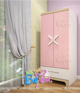 Tủ Áo Màu Hồng 2 Cánh Cho Bé Gái