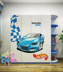Tủ Áo trẻ em hình ô tô cho bé trai 4 cánh