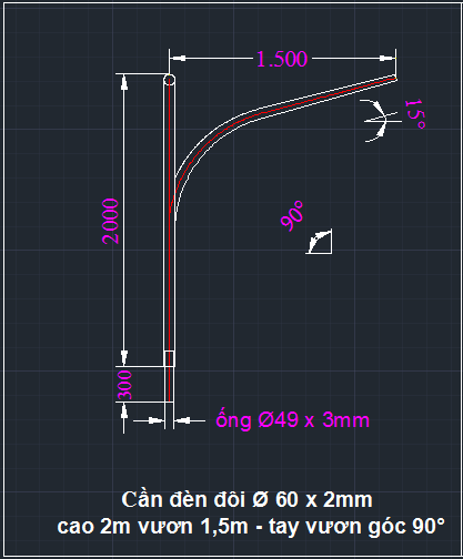 bản vẽ cần đèn đôi góc 90 độ bản vẽ cần đèn đôi góc 90 độ