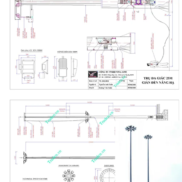 Trụ Đa Giác Giàn Đèn Nâng Hạ