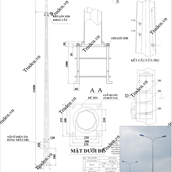 Trụ Đèn Chiếu Sáng BG 11m