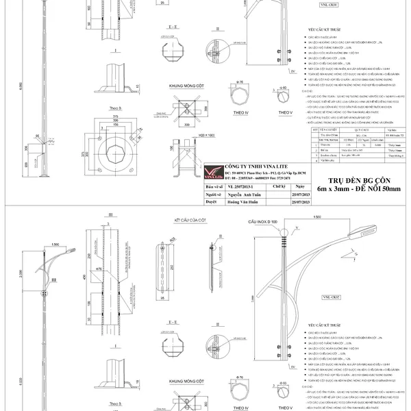 Trụ Đèn Chiếu Sáng Kiểu TT