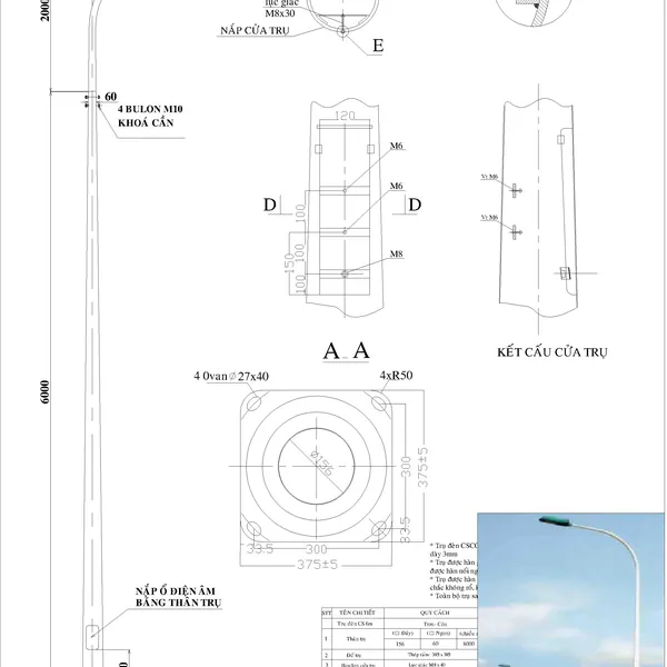 Trụ Đèn Tròn Côn 6m