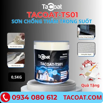 Sơn Chống Thấm Trong Suốt TACOAT-TS01 (0,5KG)-Chống thấm sàn vệ sinh, nền gạch men, tường ẩm, sàn mái.