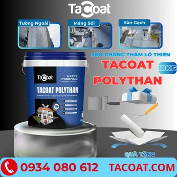 Sơn Chống Thấm Lộ Thiên TACOAT POLYTHAN (18KG) - Vết Nứt Tường Đứng, Sàn Mái, Sân Thượng, Sàn Âm, Tường Cũ, Mới