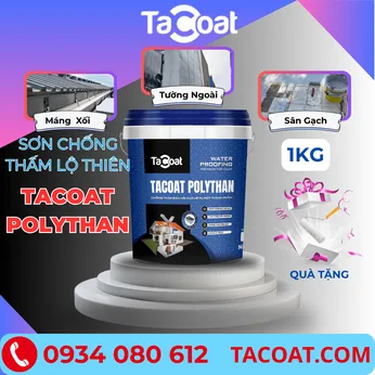 Sơn Chống Thấm Lộ Thiên TACOAT POLYTHAN (1KG) - Vết Nứt Tường Đứng, Sàn Mái, Sân Thượng, Sàn Âm, Tường Cũ, Mới