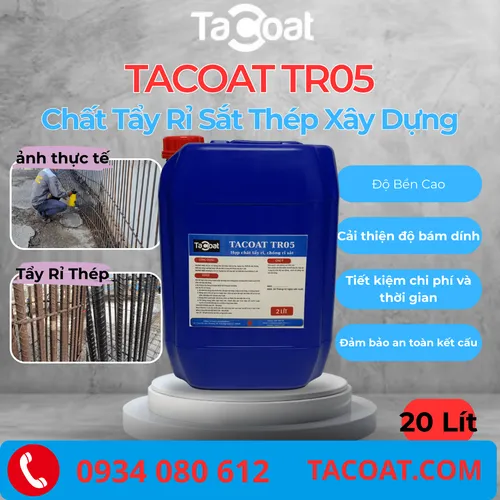 [20L]Chuyên Xử Lí Tẩy Rỉ Săt Xây Dựng, Tẩy Sáng Bóng Sắt Thép, Giam Thiểu Oxi Hóa - Chất Tẩy Rỉ Sét Thép TACOAT TR05