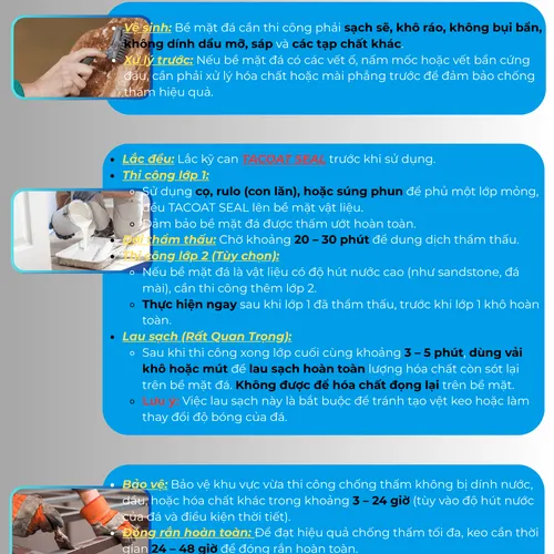 [5 Lít] Cho Đá Tự Nhiên, Đá Marble Cao Cấp, Gạch Gốm, Hoa Cương - Chống Thâm Đá Tự Nhiên Trong Suốt TACOAT SEAL