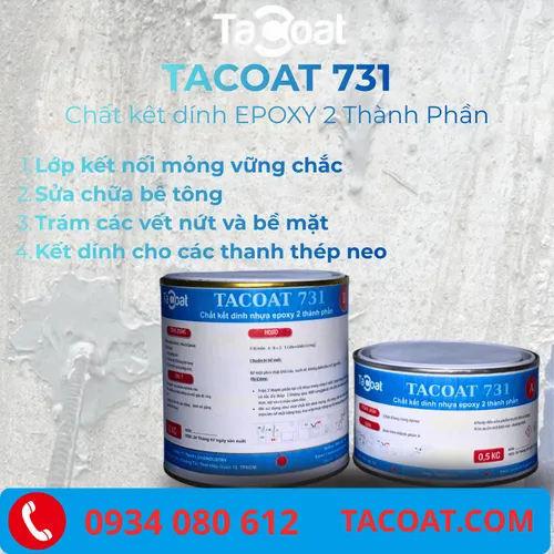 (1,5KG) TACOAT 731 Chất Kết Dính Gốc Epoxy 2 Thành Phần Keo Khoan Cấy Thép Bê Tông