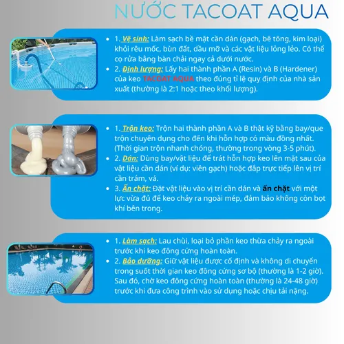 (1,5KG) TACOAT AQUA -  Keo Dán Gạch Dưới Nươc Không Cần Tháo Nước, Dán Gạch Trực Tiếp Dưới Nước