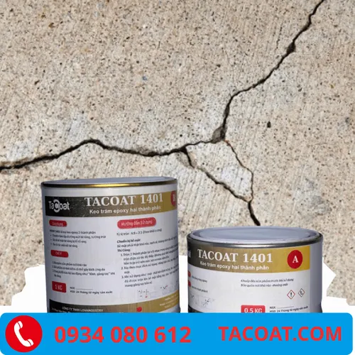 (1,5KG) TACOAT 1401 Keo Trấm Epoxy 2 Thành Phần - Xử Lý Vết Nứt, Gia Cố Các Mối Nối Bê Tông
