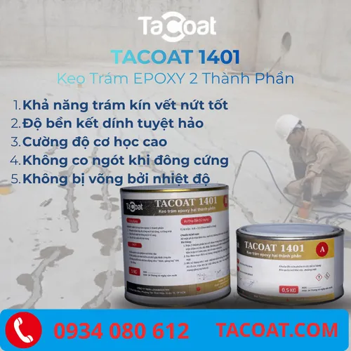 (1,5KG) TACOAT 1401 Keo Trấm Epoxy 2 Thành Phần - Xử Lý Vết Nứt, Gia Cố Các Mối Nối Bê Tông