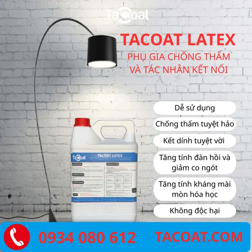 [1 Lit] Chống thấm tuyệt hảo, kháng mài mòn - Phụ Gia Chống Thấm Và Tác Nhân Kêt Nối TACOAT LATEX