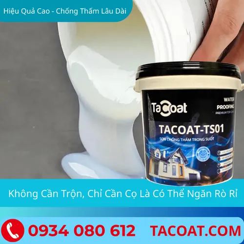 Sơn Chống Thấm Trong Suốt TACOAT-TS01 (0,5KG)-Chống thấm sàn vệ sinh, nền gạch men, tường ẩm, sàn mái.