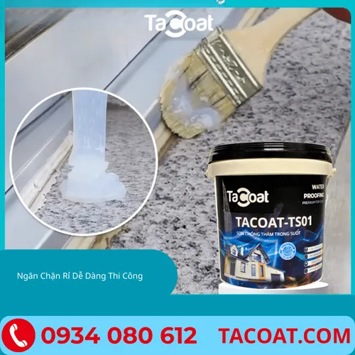 Sơn Chống Thấm Trong Suốt TACOAT-TS01 (0,5KG)-Chống thấm sàn vệ sinh, nền gạch men, tường ẩm, sàn mái.